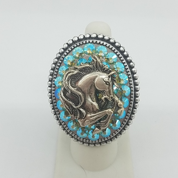 GASOLINE GLAMOUR Jewelry - Rhinestone stallion horse cocktail ring sample GASOLINE GLAMOUR Jewelry - Rhinestone stallion horse cocktail ring sample